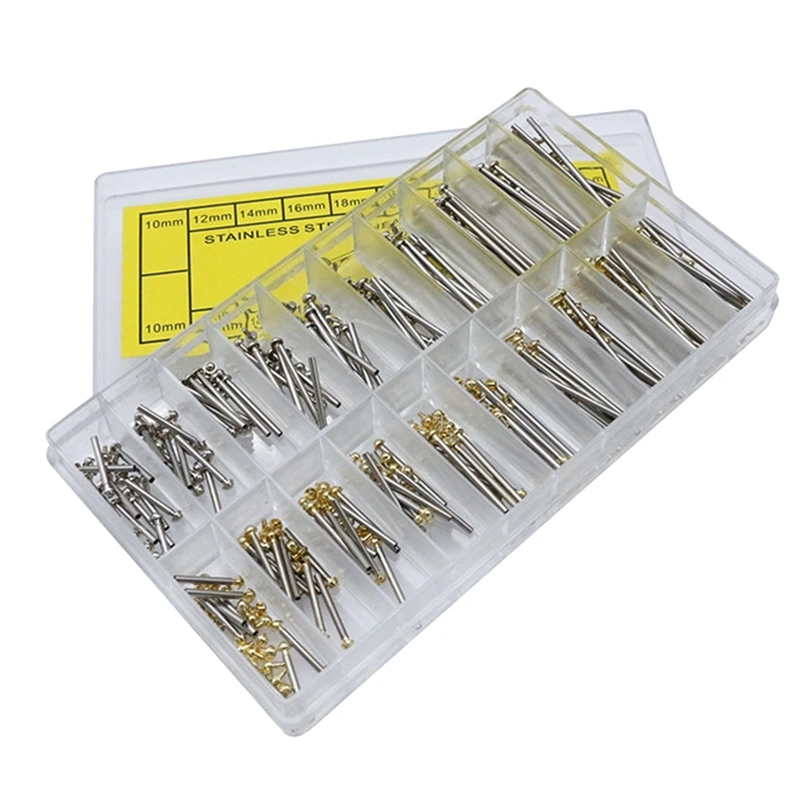 

200Pcs 10-28Mm Watch Strap Link Pins Connection Fixed Shaft Stainless Steel Raw Ear Rod Watch Bolt Hand Repair Tool Set Kit