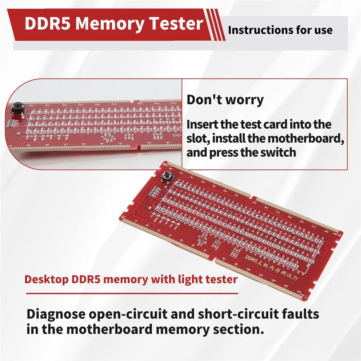 Фото Тестер слотов памяти DDR5 popop с широкой совместимостью для ремонта компьютеров №2