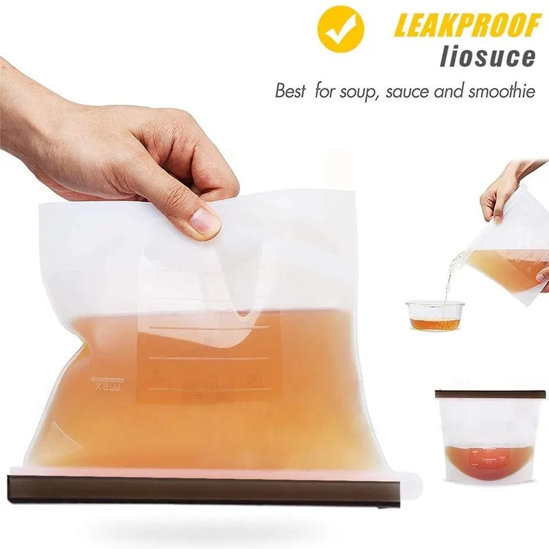 Многоразовая Силиконовая Стандартная Герметичная сумка для пищевых продуктов