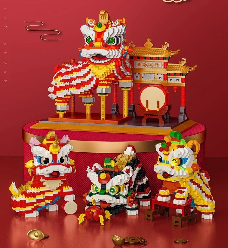 

YG мини-конструктор детские строительные игрушки Новогодний подарок пазл китайский стиль танцующий Лев домашний декор P1181 1182 1183 1188