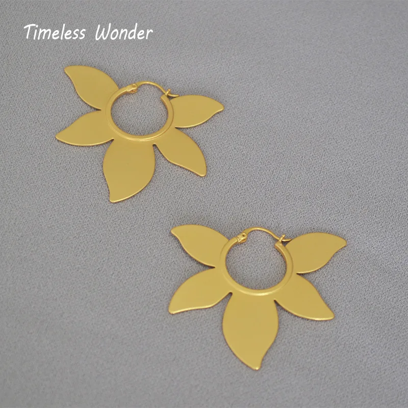 

Timeless Wonder Vintage Brass Geo Hoop Earrings for Women Designer Jewelry Runway Statement Ins Punk Trendy Gift Rare Kpop 6345