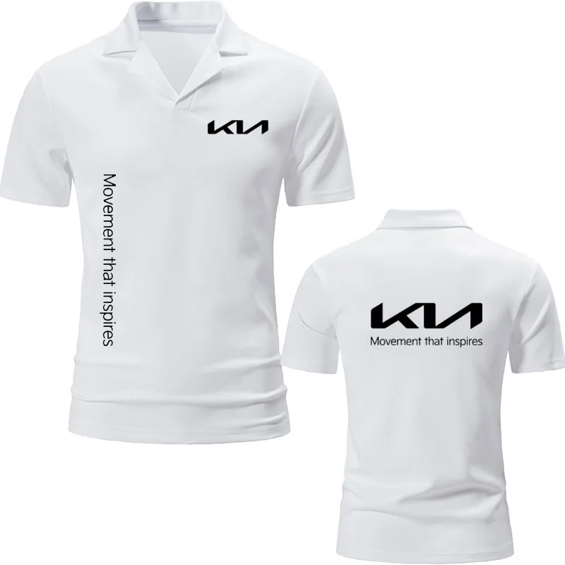 

2022 New Hot sale V-Neck Suit Collar Men's T-Shirt Kia car logo print 100% Cotton Men's T-Shirt Harajuku Men's casual top