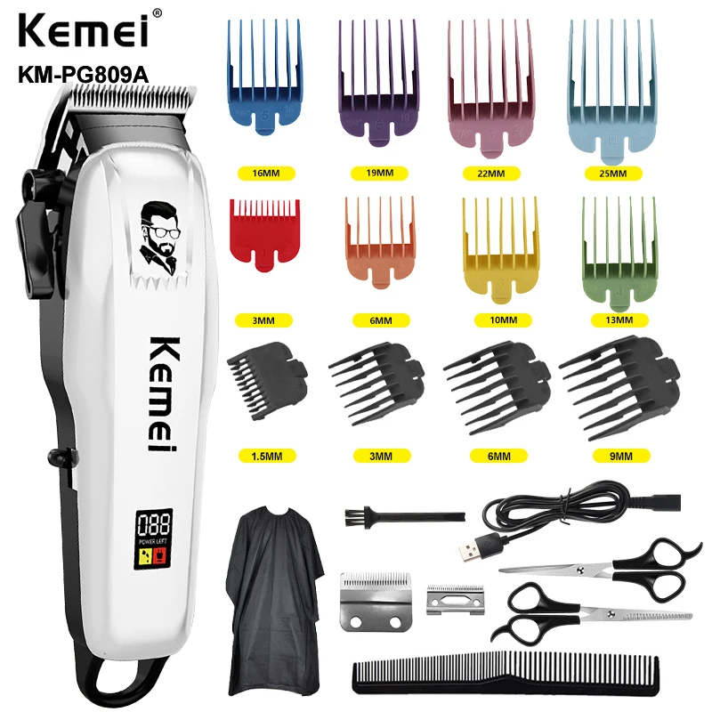 Kemei KM-PG809A Electric Hair Clipper Cordless Men's Trimmer Professional Rechargeable Hair Clipper Tool