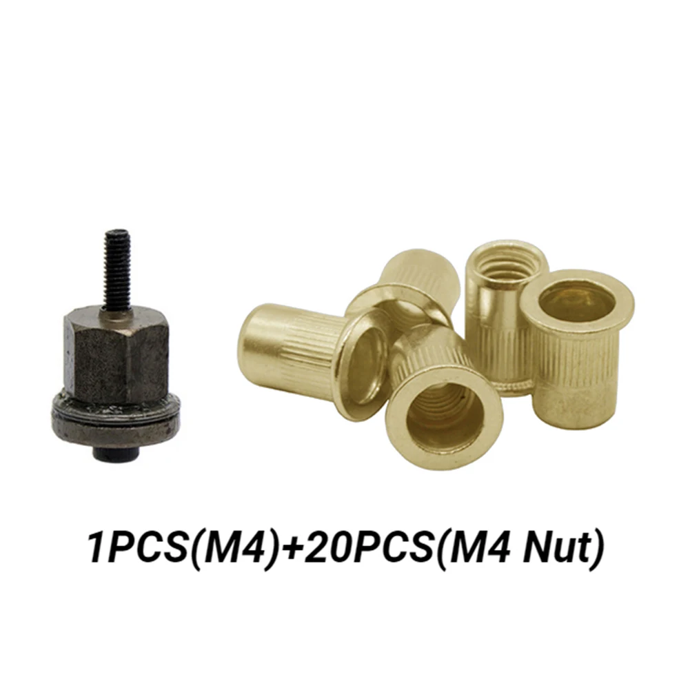 

21PCS Hand Rivet Nut Head Nut Set M3-M12 For Hand Rivet Tool Belt With 20pcs Nut Ram Head & Iron Galvanized Nut Rivets Tool