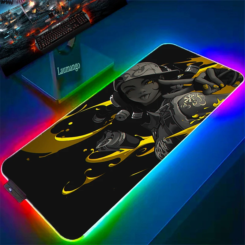

Rgb мышь с подсветкой Pad аксессуары для геймеров Настольный коврик с проводом Valorant, коврик для мыши, аниме игровой компьютерный стол, настольный коврик, ковер Xxl