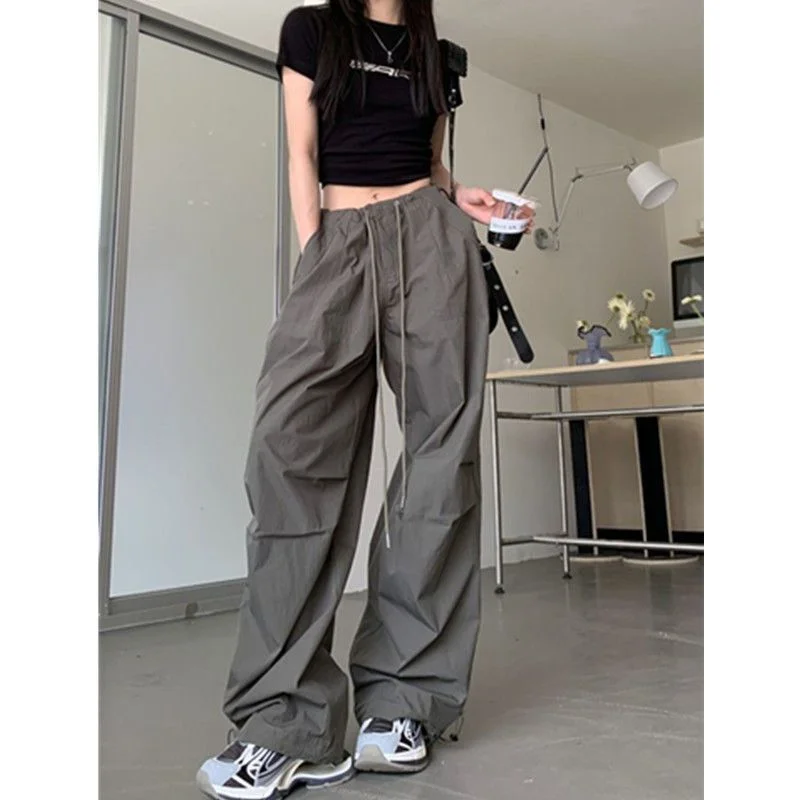 

Casual Wide Leg Pants Y2k Cargo Pants Summer Vintage Women Pockets High Street Fashion Baggy Pants Female Korean Style