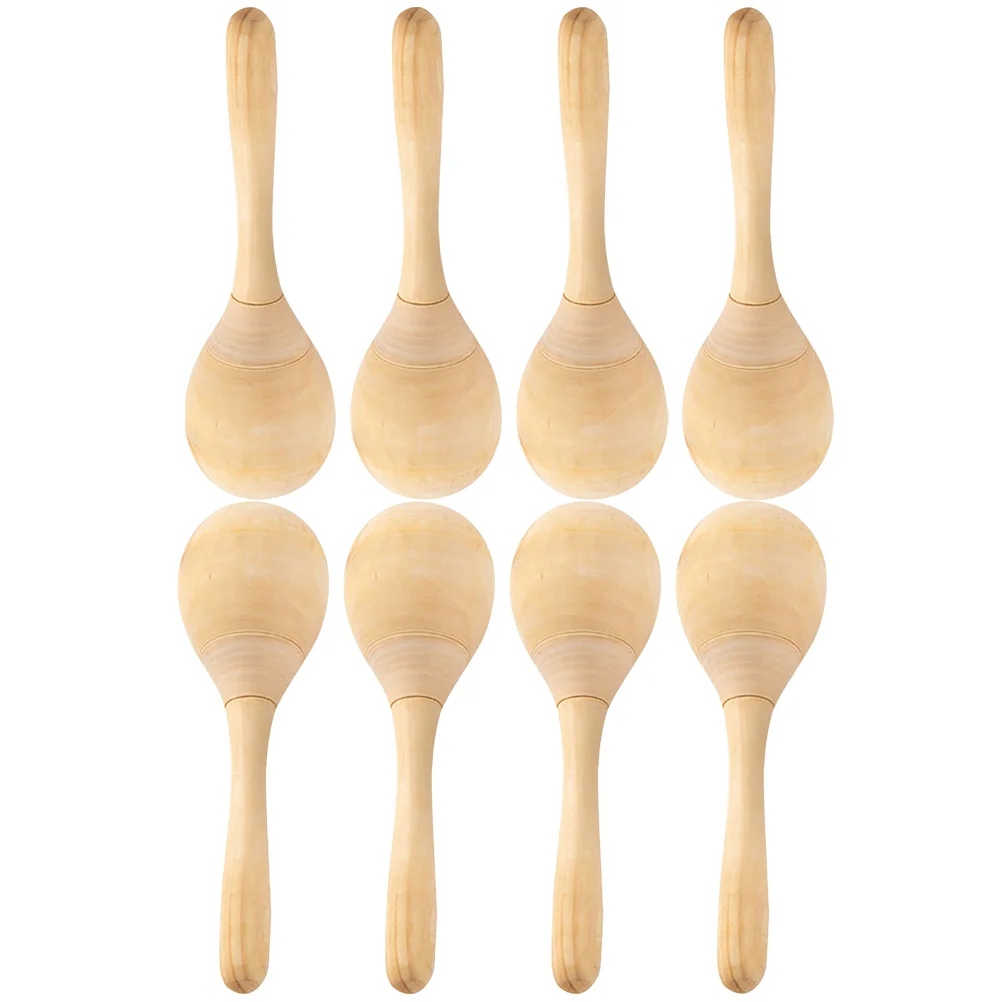 

8 Pcs Educational Baby Toys White Sand Hammer Blank Wooden Maracas Plaything Kids Percussion Shaking Musical Toddler