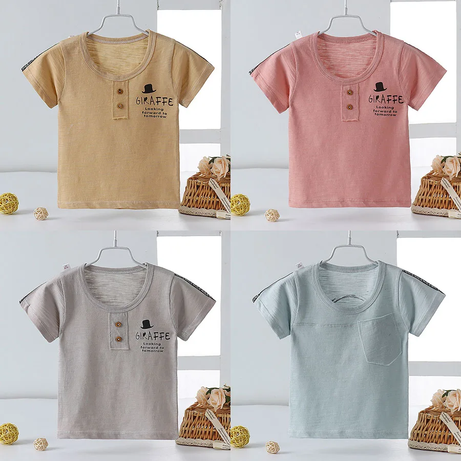 

Cute slub cotton Kids T-Shirts Short sleeve Tops Toddler Boys Girls Funny Summer T shirt Tops 4 6 5 8 Years