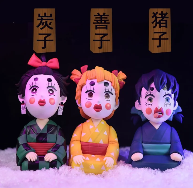 Экшн-фигурки из аниме рассекающий демонов Tanjirou Zenitsu Inosuke сидя модель ПВХ