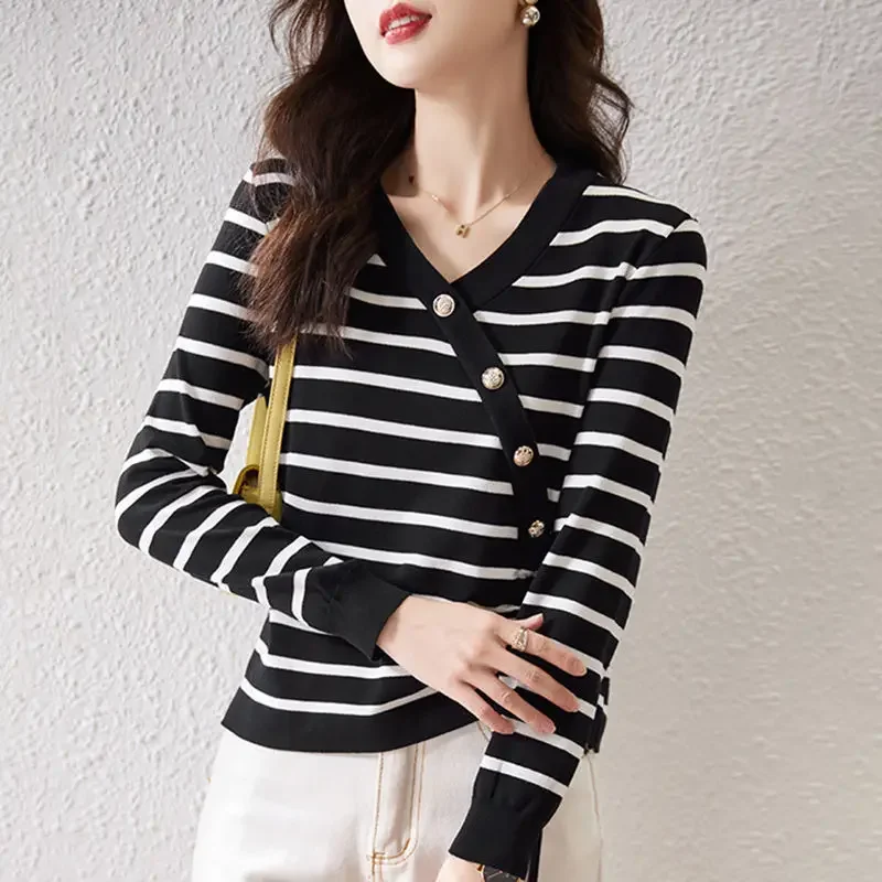 Стильный вязаный топ с v-образным вырезом женский осень/зима 2023 новый свободный