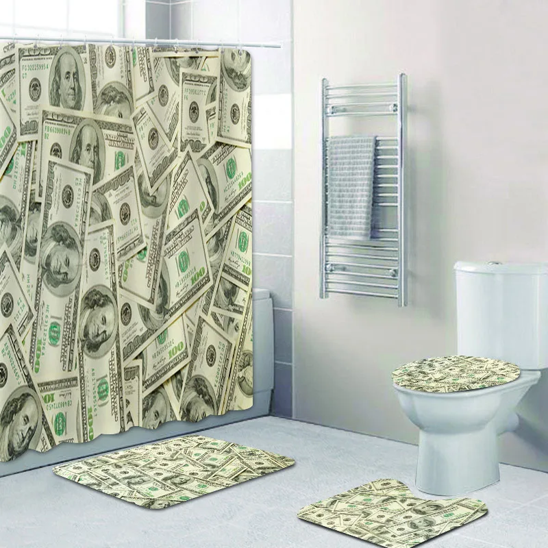Занавеска для ванной комнаты с банкнотами и долларами США |