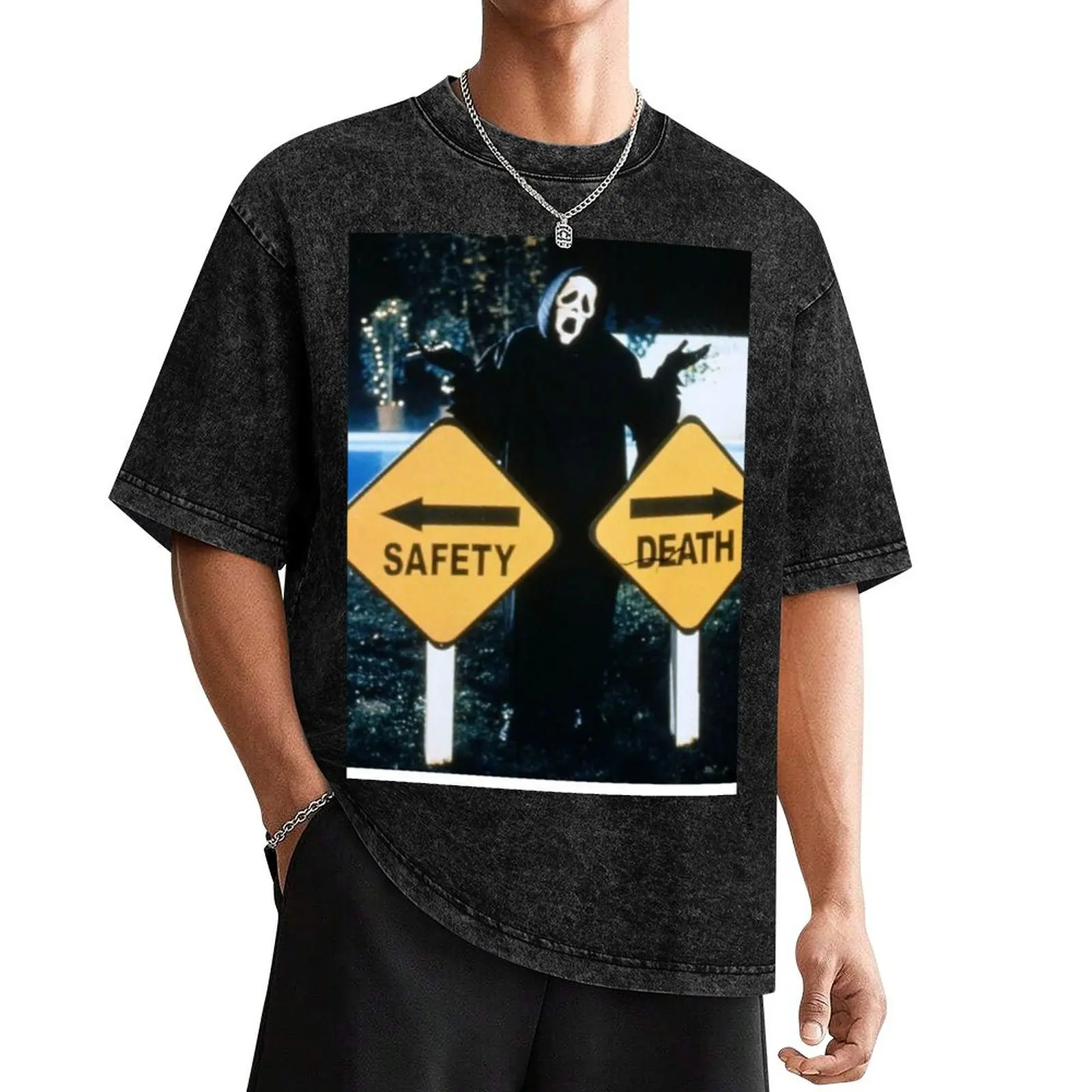 Безопасность &amplt -- &ampgt Футболка Death одежда летняя индивидуальные черные мужские