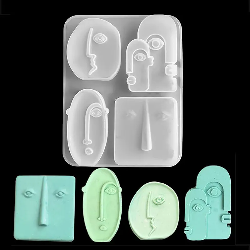

4 in 1 Nordic Silicone Candle Mold Handmade Abstract Human Face Plaster Epoxy Resin Aromath Soap Molds Home Decor Craft Gifts