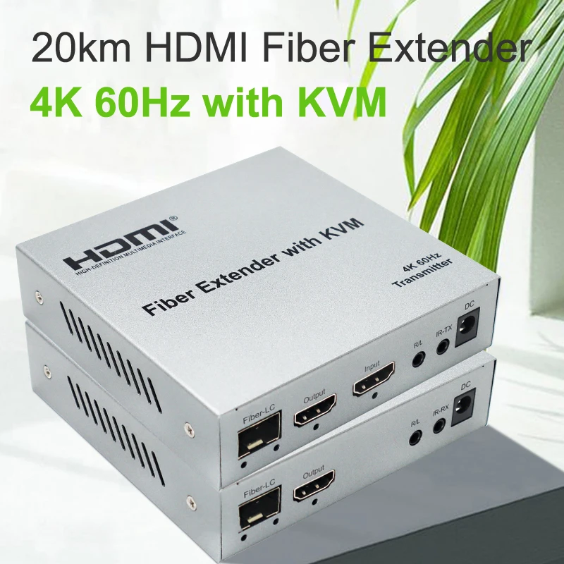 

HDMI 2,0 HDCP 2,2 20 км HDMI KVM-удлинитель по оптоволоконному кабелю LC 4k 60 Гц 1080p приемник передатчика волоконный трансивер видеоконвертер