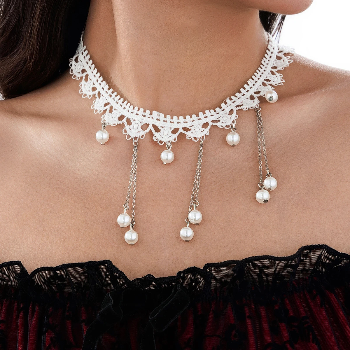 KunJoe элегантное ажурное белое кружевное колье-колье женское сексуальное