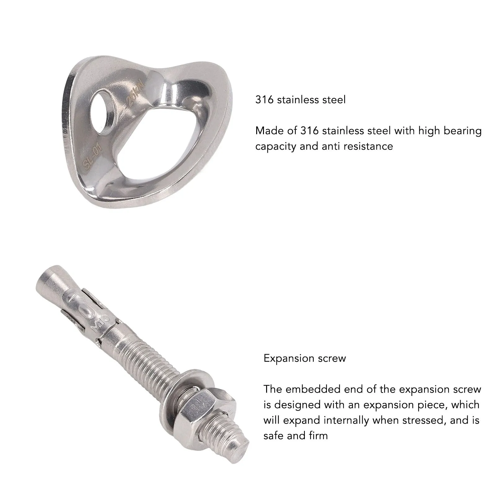 ZK40 3Pair Rock Climbing Bolt Hanger Stainless Steel Anchor for Belay Rescue Rigging Device
