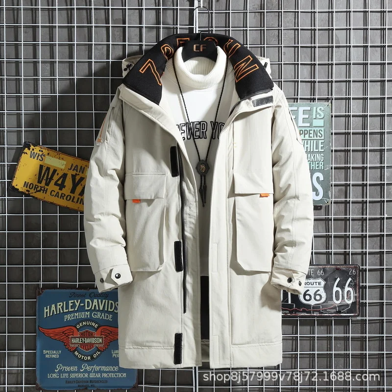 genuine luxury brand Medium length down jacket, men's white duck down, new winter outdoor thickening, high-end leisure business