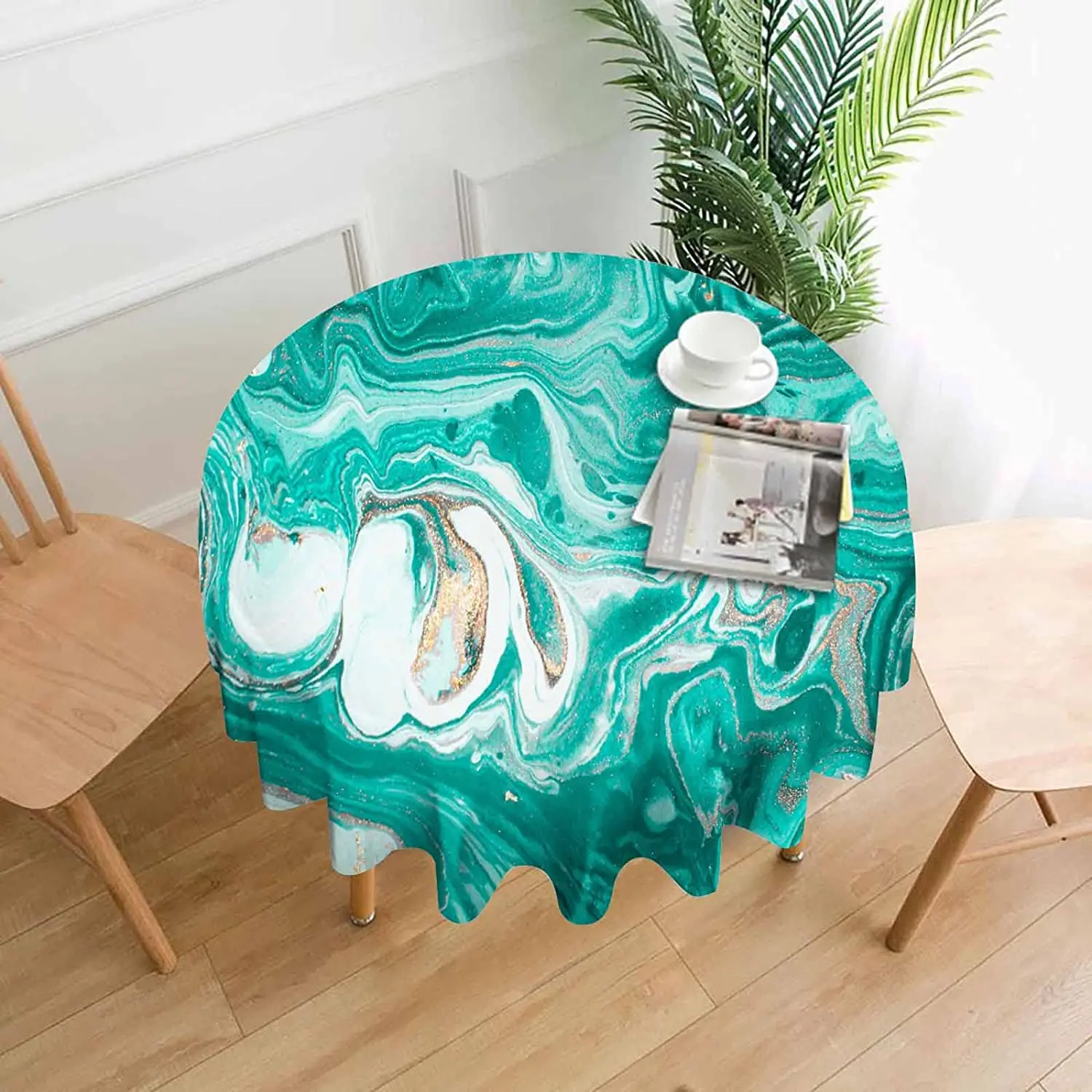 

Круглая скатерть с абстрактным Изумрудным рисунком для круглого стола, скатерть для стола из агата, вихревых озер, гор, рек, морей для буфетн...