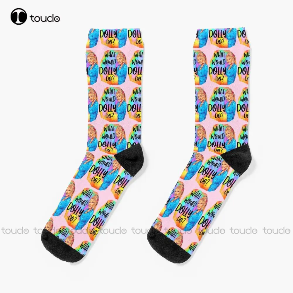 Ful What Would Dolly Do Wwdd Cute Watercolor Print Funny Dolly Parton Country Music Vintage Hair Retro Socks Custom Gift