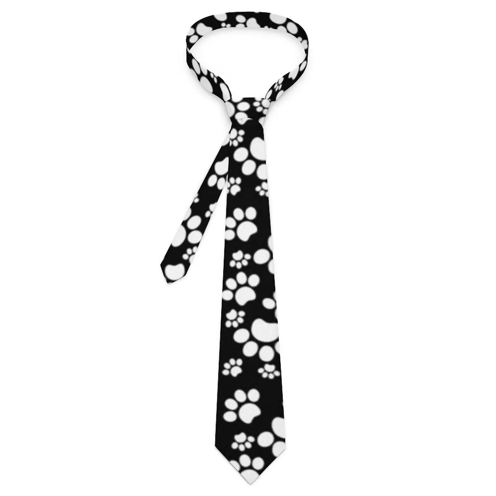 

Милый галстук в виде лап собаки, черно-белый свадебный галстук, крутой модный галстук на шею для взрослых, графический галстук на воротник, галстук, подарок на день рождения