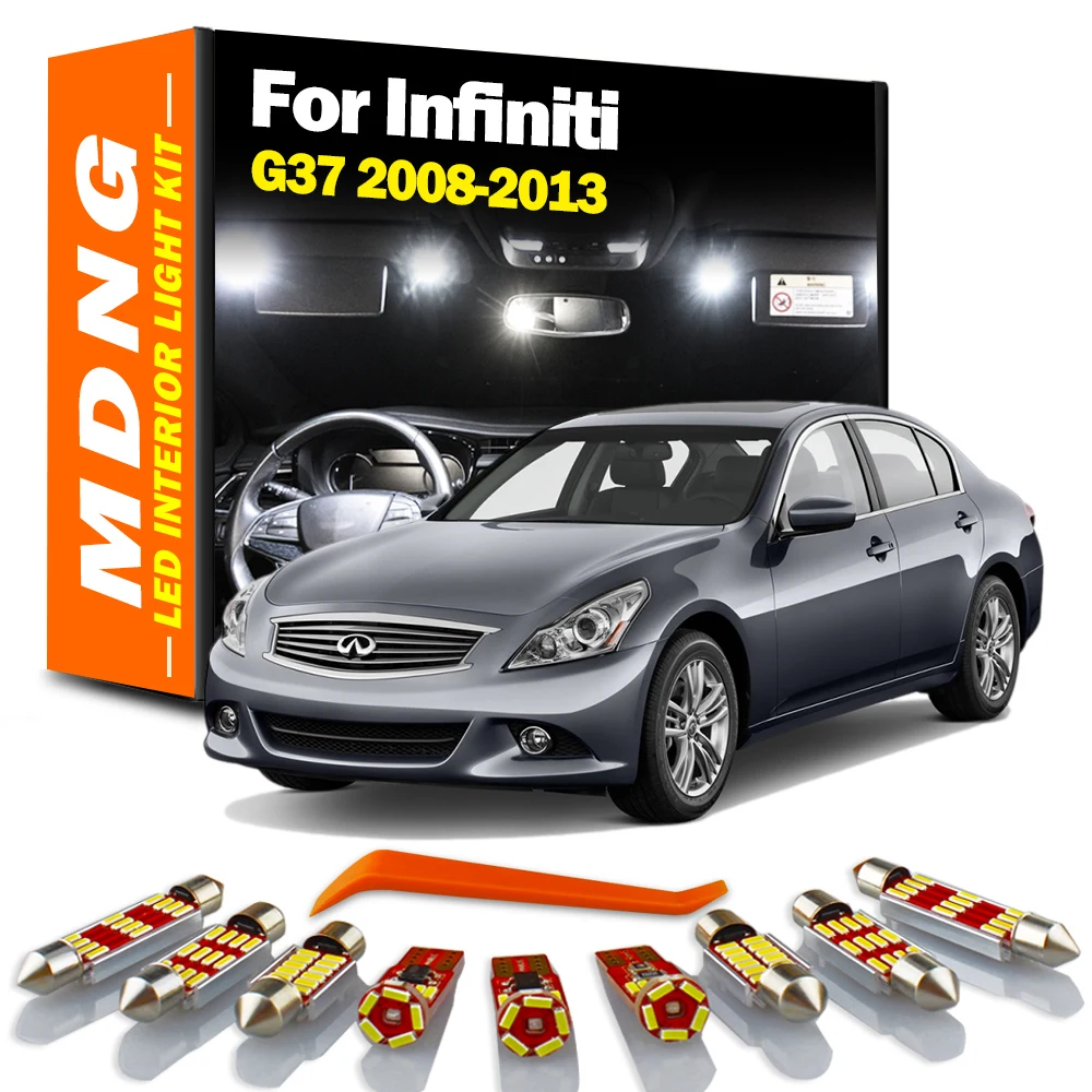 

MDNG 14Pcs Canbus LED Interior Dome Reading Map Light Kit For Infiniti G37 2008 2009 2010 2011 2012 2013 Car Led Bulbs No Error