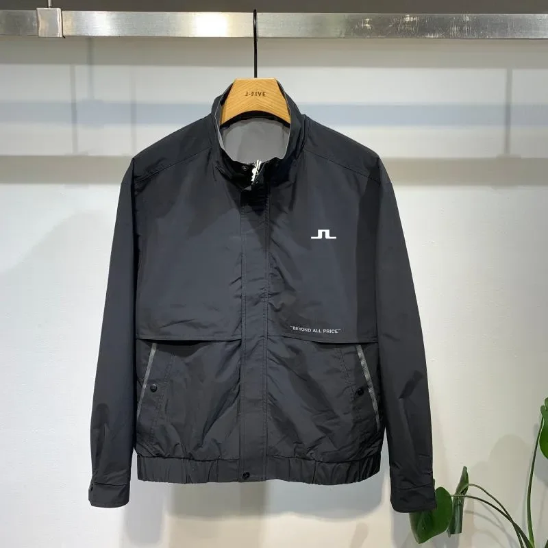 

Мужская одежда для гольфа, мужское осеннее пальто 2023, мужская зимняя куртка с воротником-стойкой и вышивкой J Lindeberg, повседневная куртка