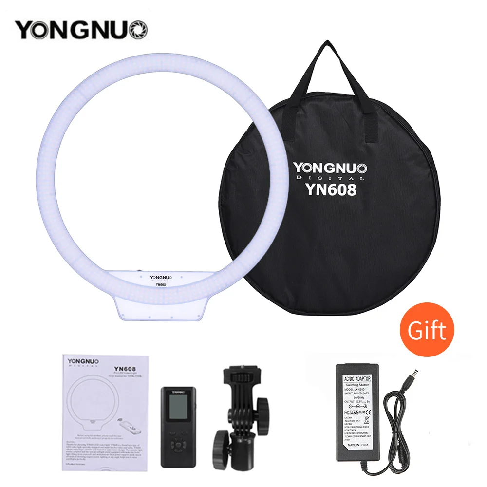 

YONGNUO YN608 3200K~5500K Bi-Color Ringlight LED Light Video Light Photography Flashlight Studio Camera Light