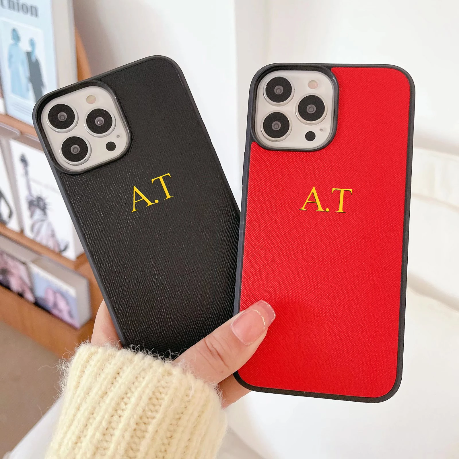 

Personalised Leather Case For Iphone 14 13 12 11 Pro Max Luxury Customized Initials Letters Cover For Iphone 14 13 12 11 Pro Max