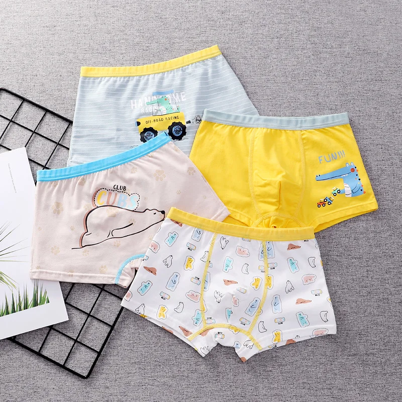 Нижнее белье для мальчиков 4 цветов хлопковые трусы малышей с мультяшным