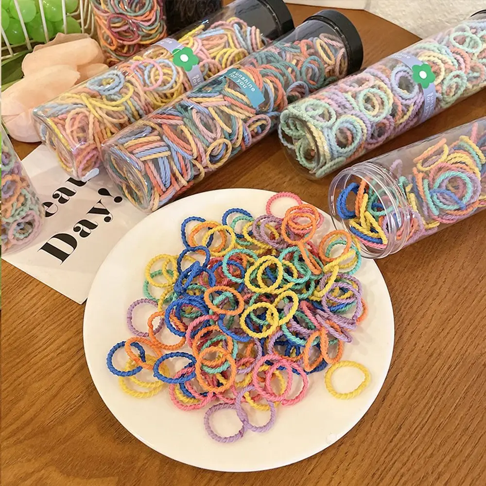 

300Pcs/Box Multicolor Hair Rope For Girls Colorful Vintage Hair Tie Mini Elastic Rubber Band Women Simple Portable Headwear