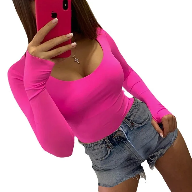Женская футболка с длинным рукавом лето 2029 сексуальный модный пуловер тонкий