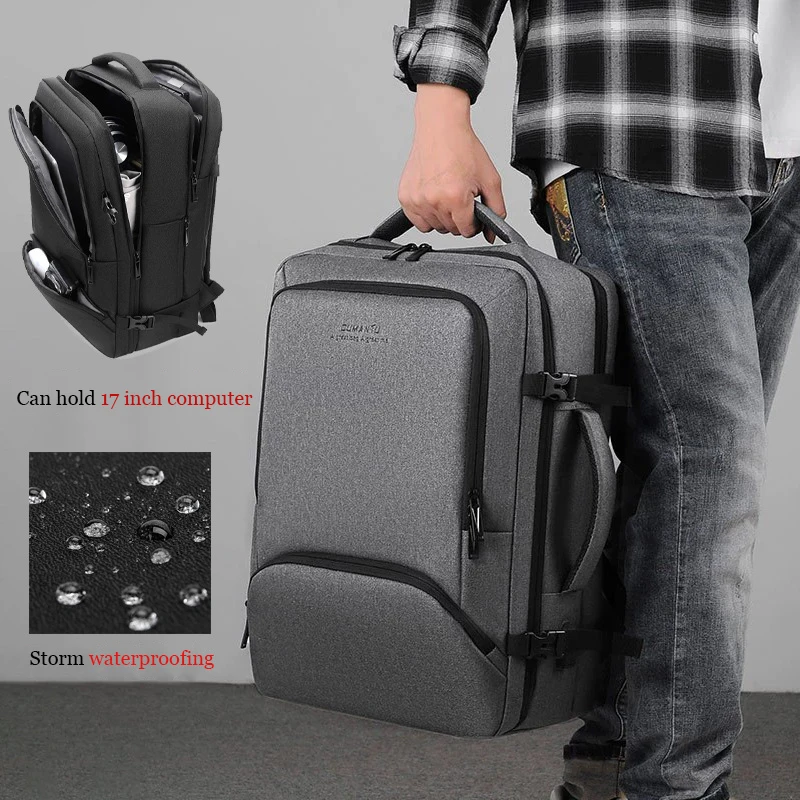 Men 17.3‘’ Large Capacity USB Port Multi-functional Waterproof Laptop Backpack Outdoor Travel Bags Oxford Waterproof Schoolbag