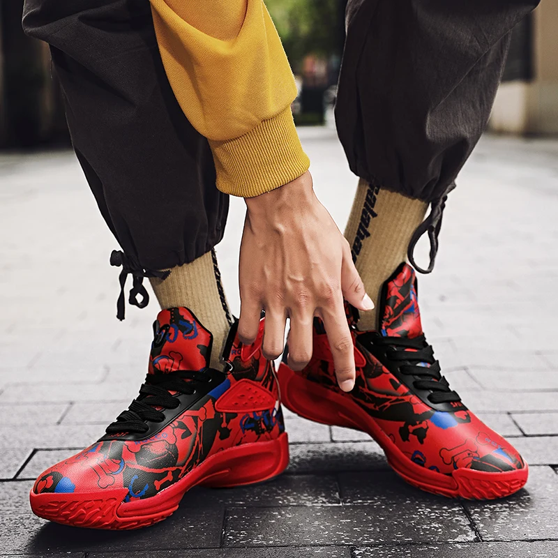 Graffiti Youth Men's And Women's Series Basketball Shoes High-top Autumn And Winter Non-slip Wear-resistant Fashion Trend