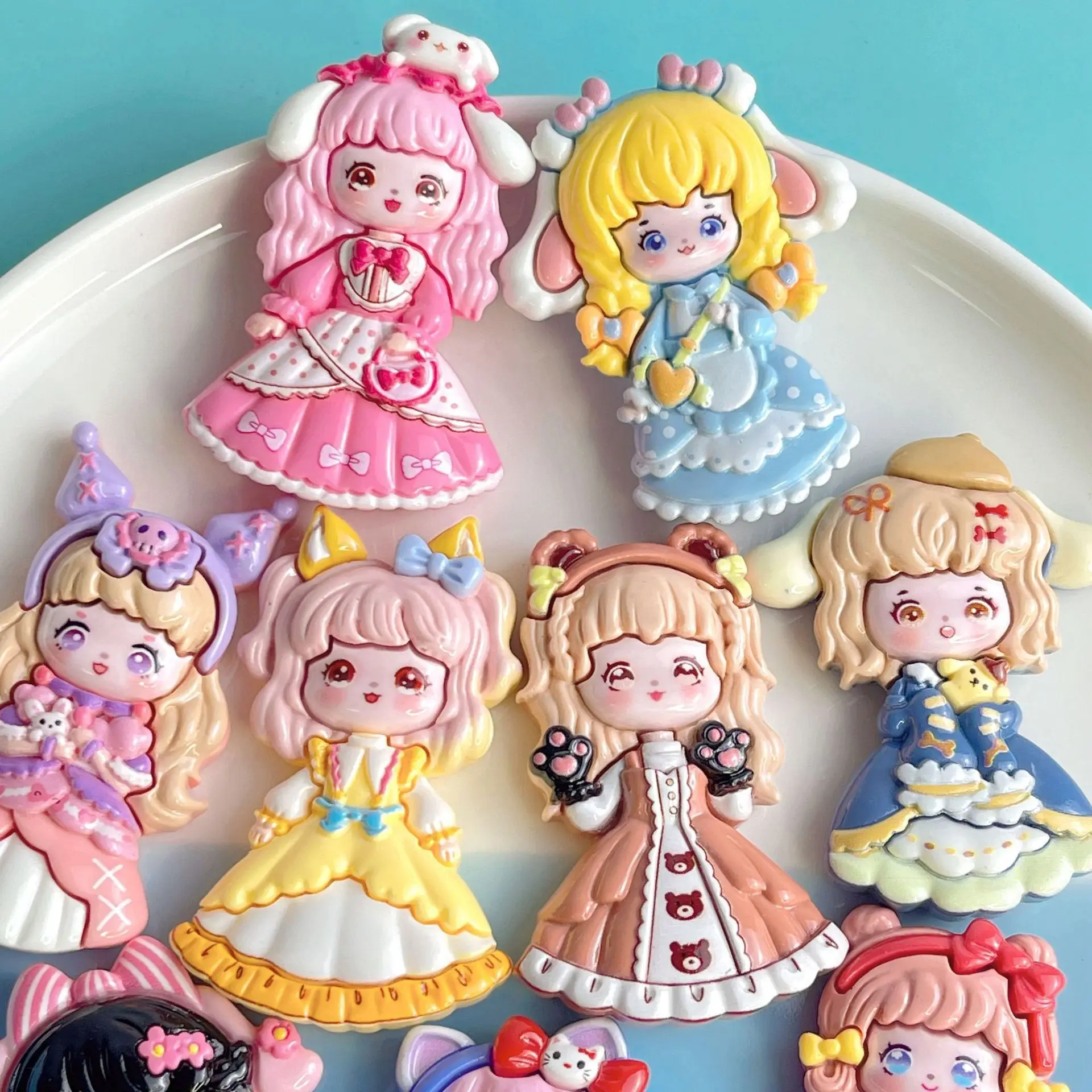 2 шт. большая мультяшная принцесса девочка мультфильм Смола с плоским основанием