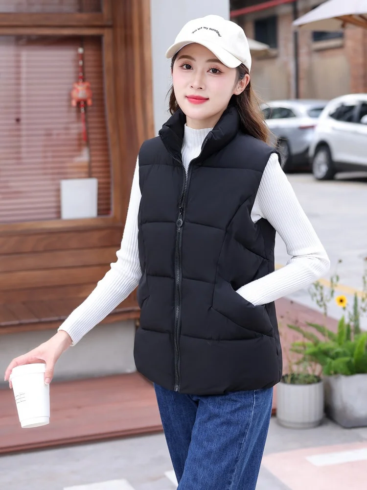 down Cotton-padded Vest Women Korean Fashion Outer Wear 2024 New Autumn and Winter Slim fit Versatile Short Waistcoat Outerwe...
