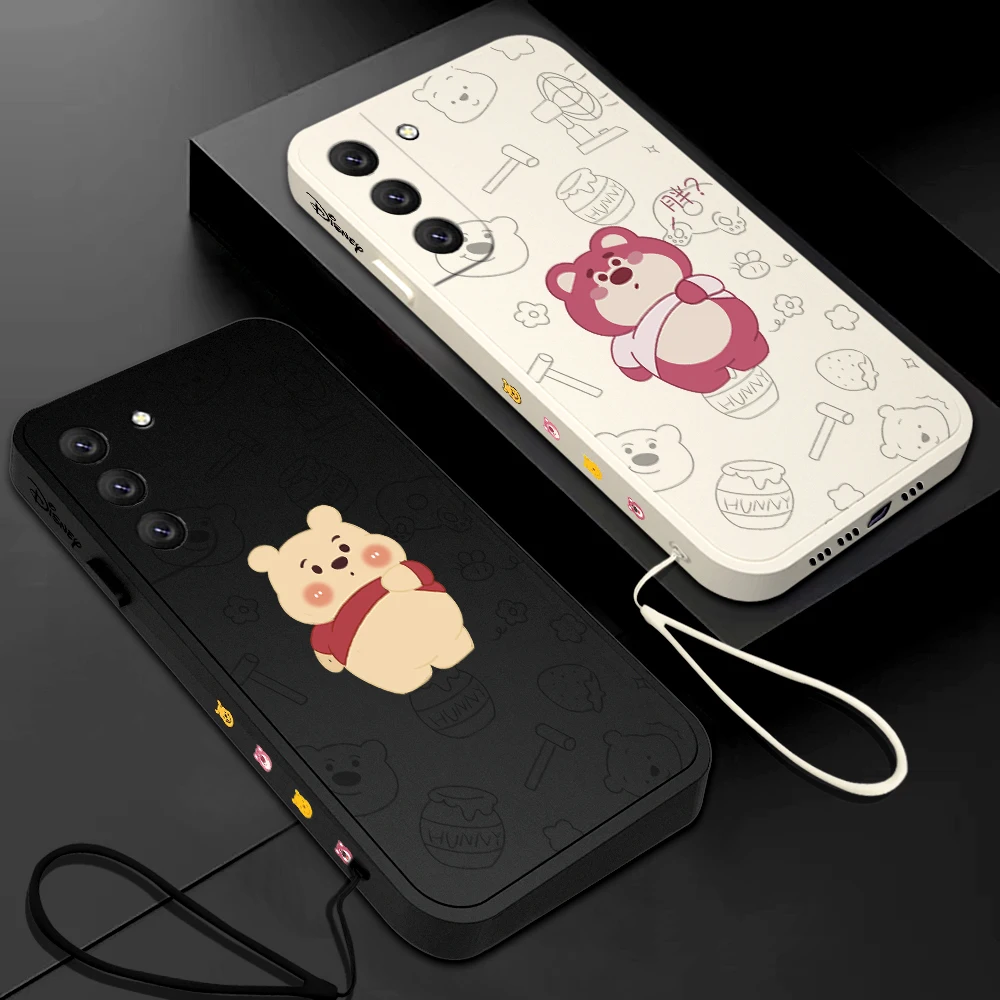 

Disney Lotso Winnie Phone Case For Samsung Galaxy S23 S22 S21 S20 Ultra FE S10 4G S9 S10E Note 20 10 9 Plus With Lanyard Cover