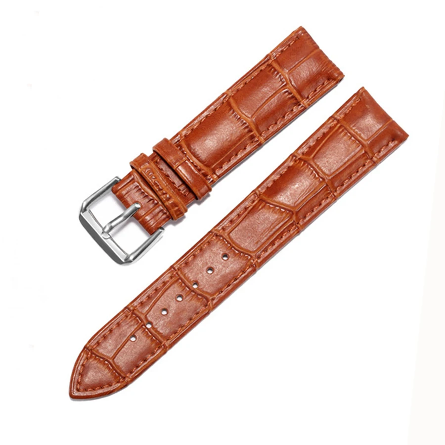 

SMVPShsby 6 Colors Leather Watchband Cowhide Bamboo Waterproof Watch Strap Stainless Steel Buckle Belt Buckle, 12.14,16.18,20mm
