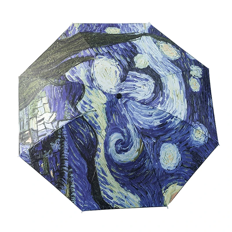 

New Van Gogh Oil Painting Umbrella Rain Women Brand Paraguas Creative Arts Parasol Female Sun And Rain Umbrellas