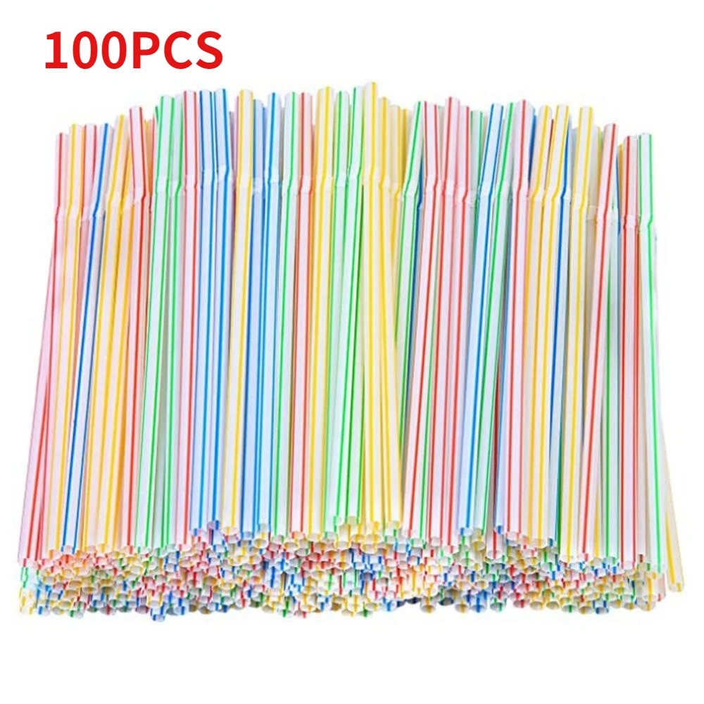 

100 шт., изогнутые разноцветные пластиковые соломинки для напитков, 21 см