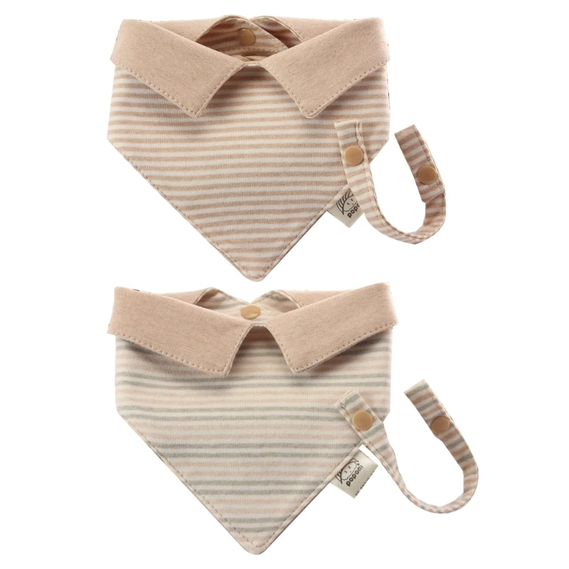 

Baby Feeding Drool Bibs Saliva Towel Scarf with Pacifier Rope Cotton Bib Adjustable Snap Button Burp Cloth
