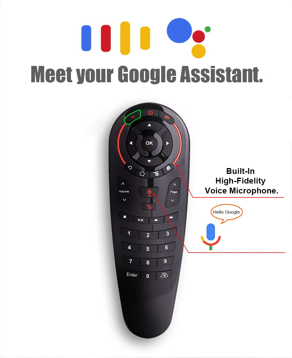 

G30S 2.4G Wireless Google Voice Control Sensing Air Mouse, 6 Axis Gyroscope Sound Keyboard Controller for Android TV Box