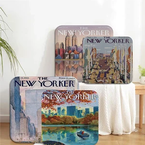 The New Yorker Magazines Decorative Fabric Cushion Non-slip Living Room Sofa Decor Students Stool Tatami Office Stool Seat Mat