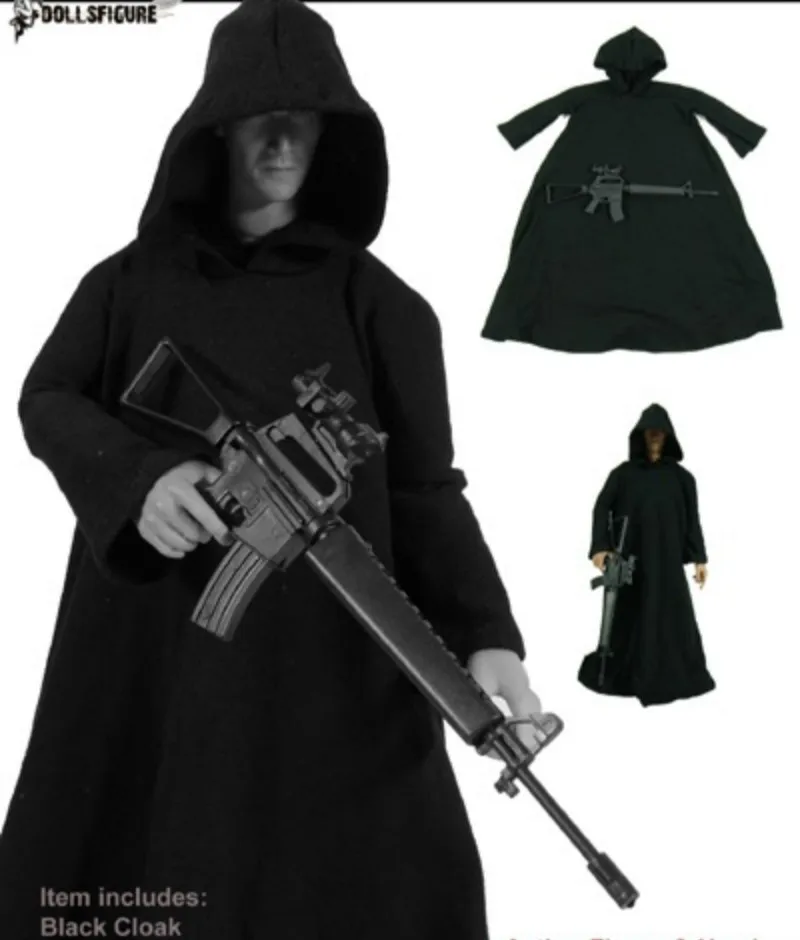 

1/6 Scale Black Cloak Overcoat Male Soldier Clothing for 12in Phicen Hottoy Scene Accessories Toy