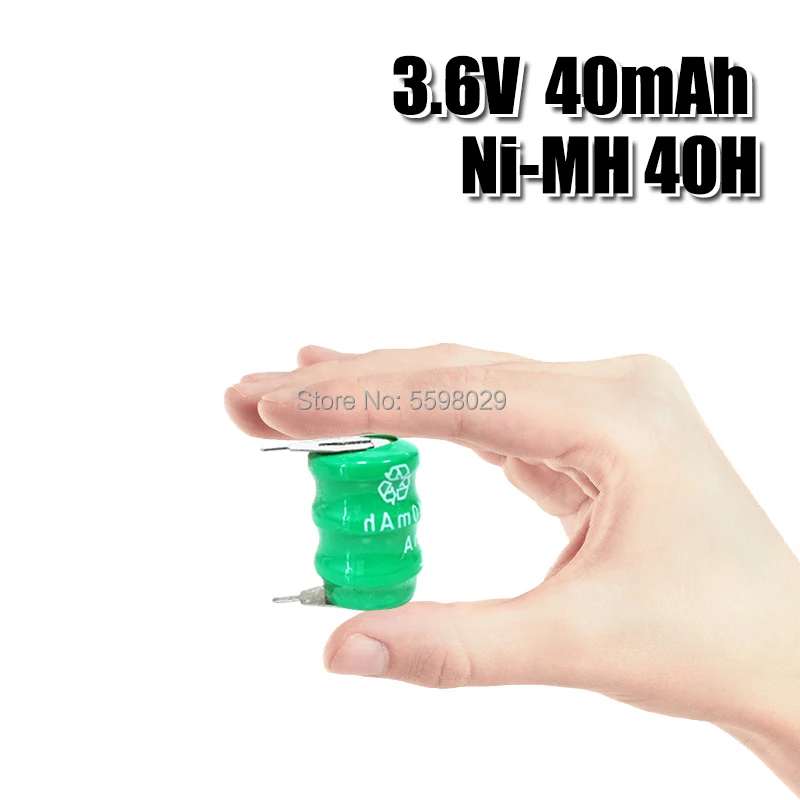 

40mAh 3.6V Ni-MH Li-Po Lithium Li-polymer Bateria Batteries Rechargeable Button Coin Cell Battery With Solder Pins