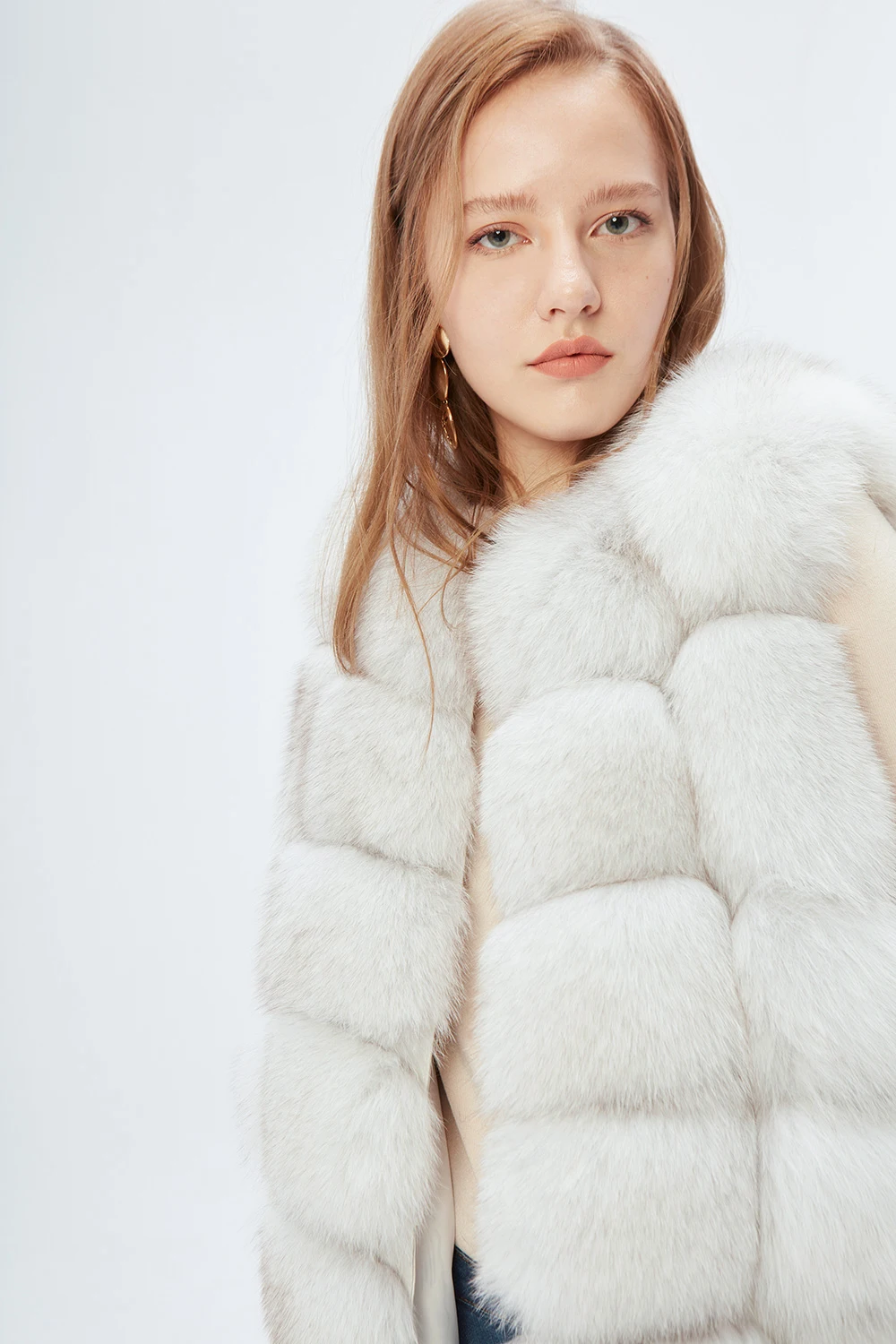 100% Women Domestic Real Fox Fur Vest Fox Fur Gilet Ladies Fashion Full Pelt Regular Jackets Hooks Button Design Warm Fur Coat