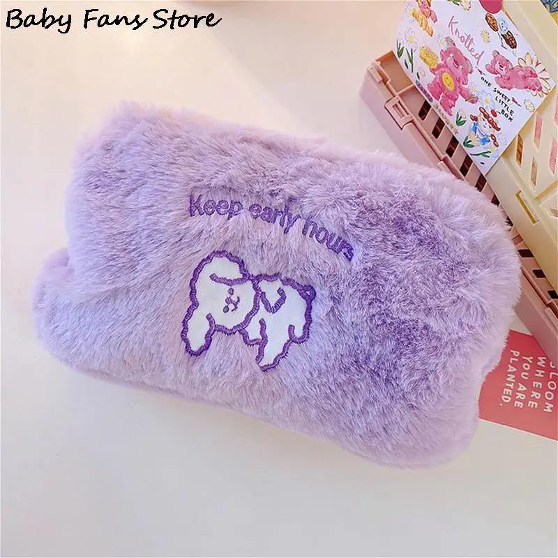 

Мягкий плюшевый пенал для девочек, мультяшный медведь, косметичка, студенческие сумки для хранения, женский кошелек, зимний теплый чехол для взрослых и детей