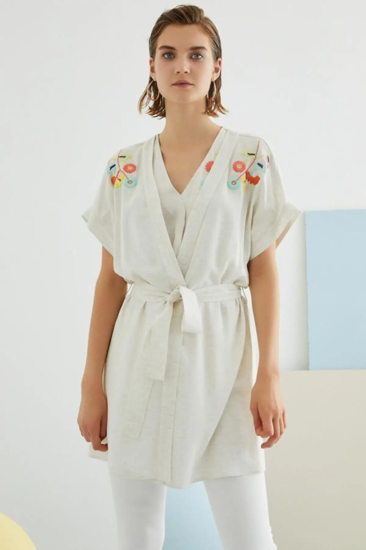 

Женское парео arda, двубортное бежевое платье с вышивкой, одежда для купания, пикантная туника, пляжная одежда