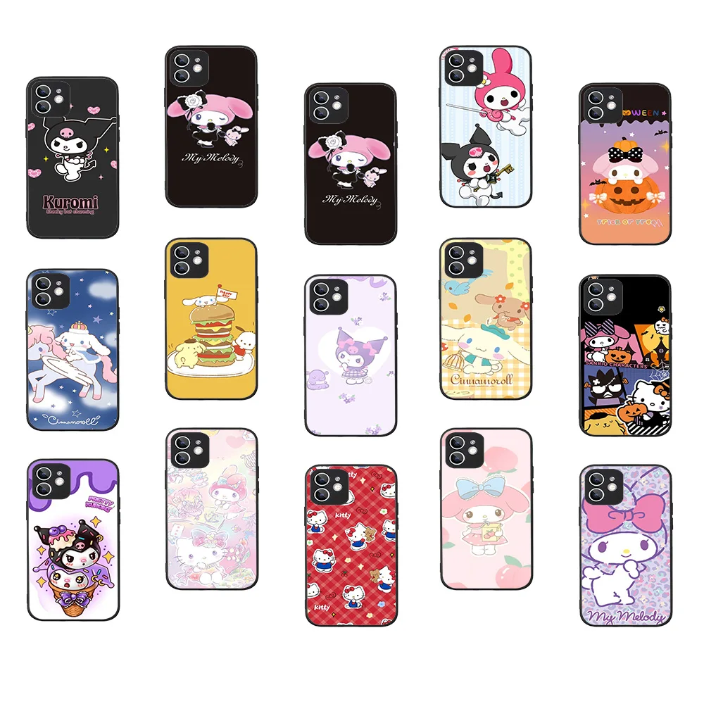 WRB-27 Sanrio Pompompurin Black Flexible TPU Case For OPPO A3 5 9 15 16 17 38 40 52 53 54 57