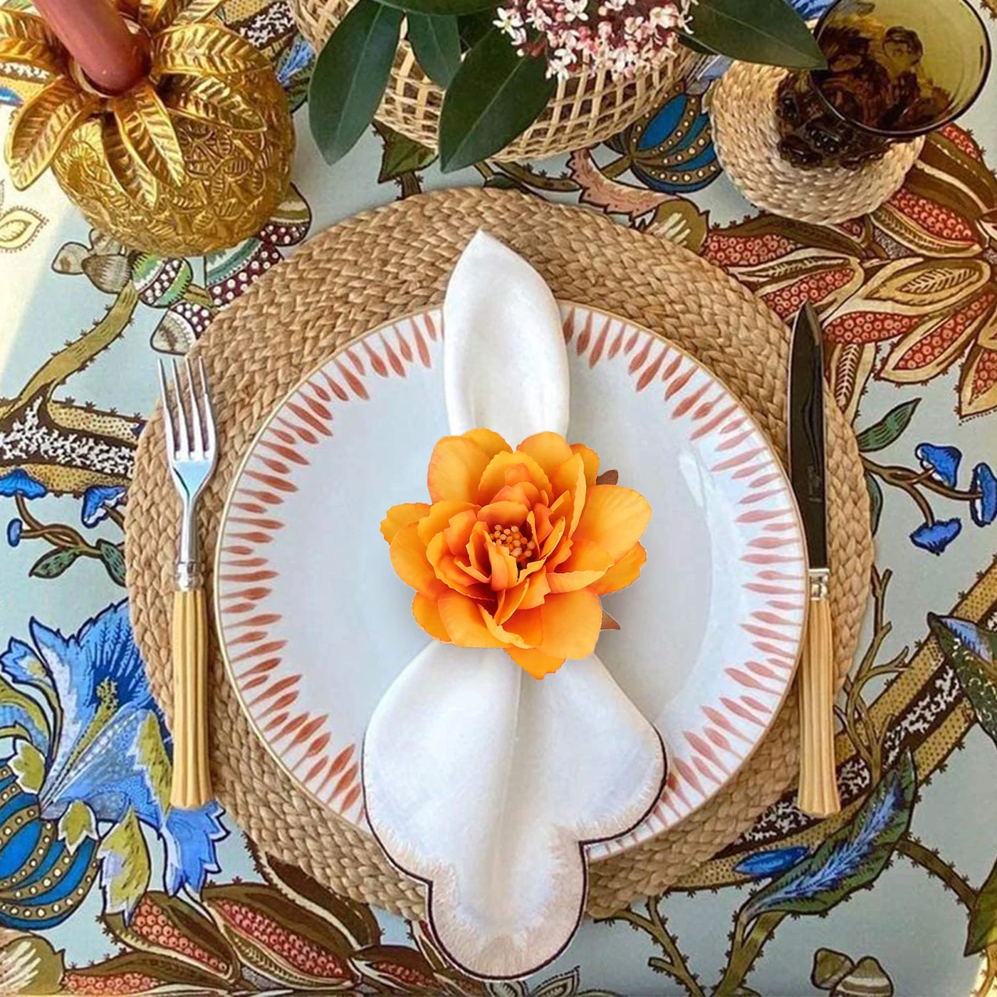 Набор декоративных колец для салфеток ручной работы с цветами набор из 4