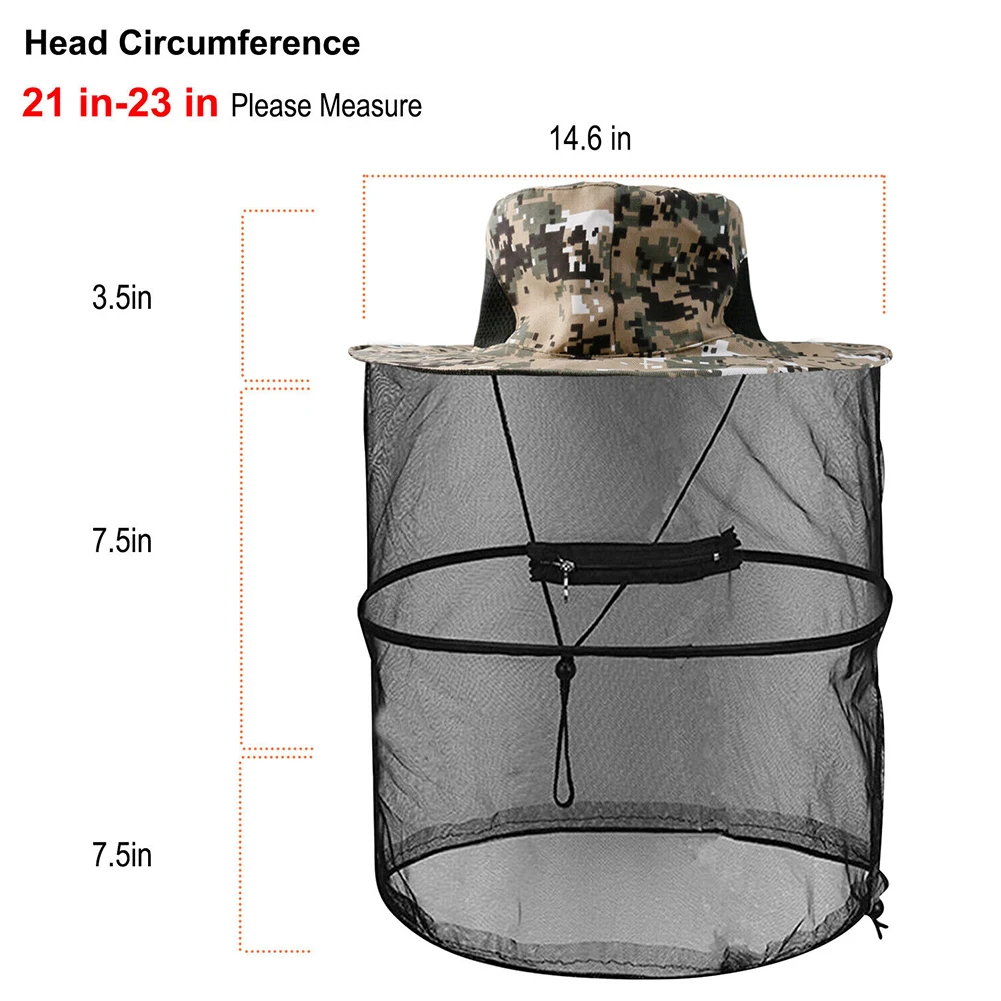 

Beekeeping Beekeeper Veil Hat SPF 50+ Sun Protection Mosquito Bug Insect Net Mesh Face Hood Cap Adjustable Face Mask